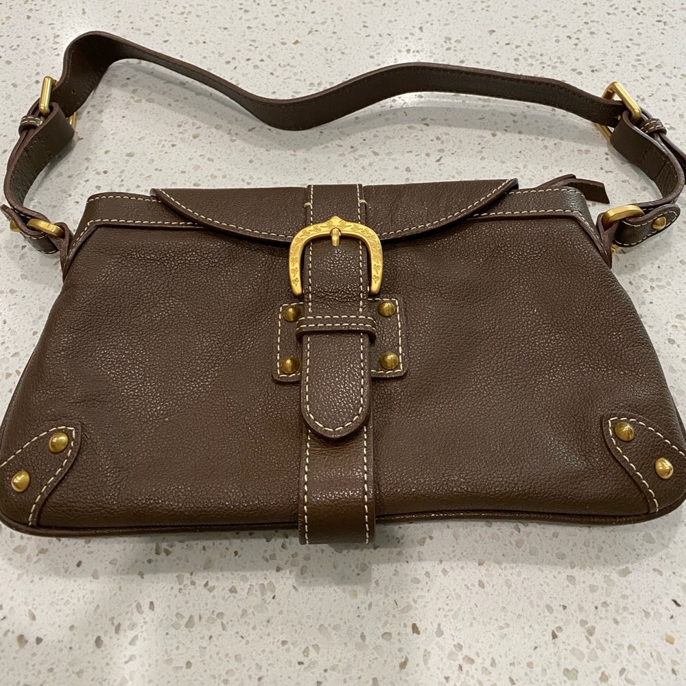 Dooney and Bourke Brown Leather Flap Shoulder Bag